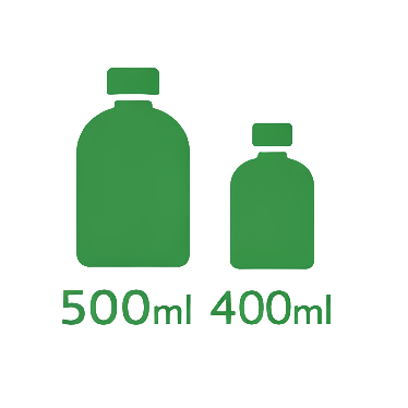 Deux contenances disponibles pour la recharge ReSource : 400 ml et 500 ml