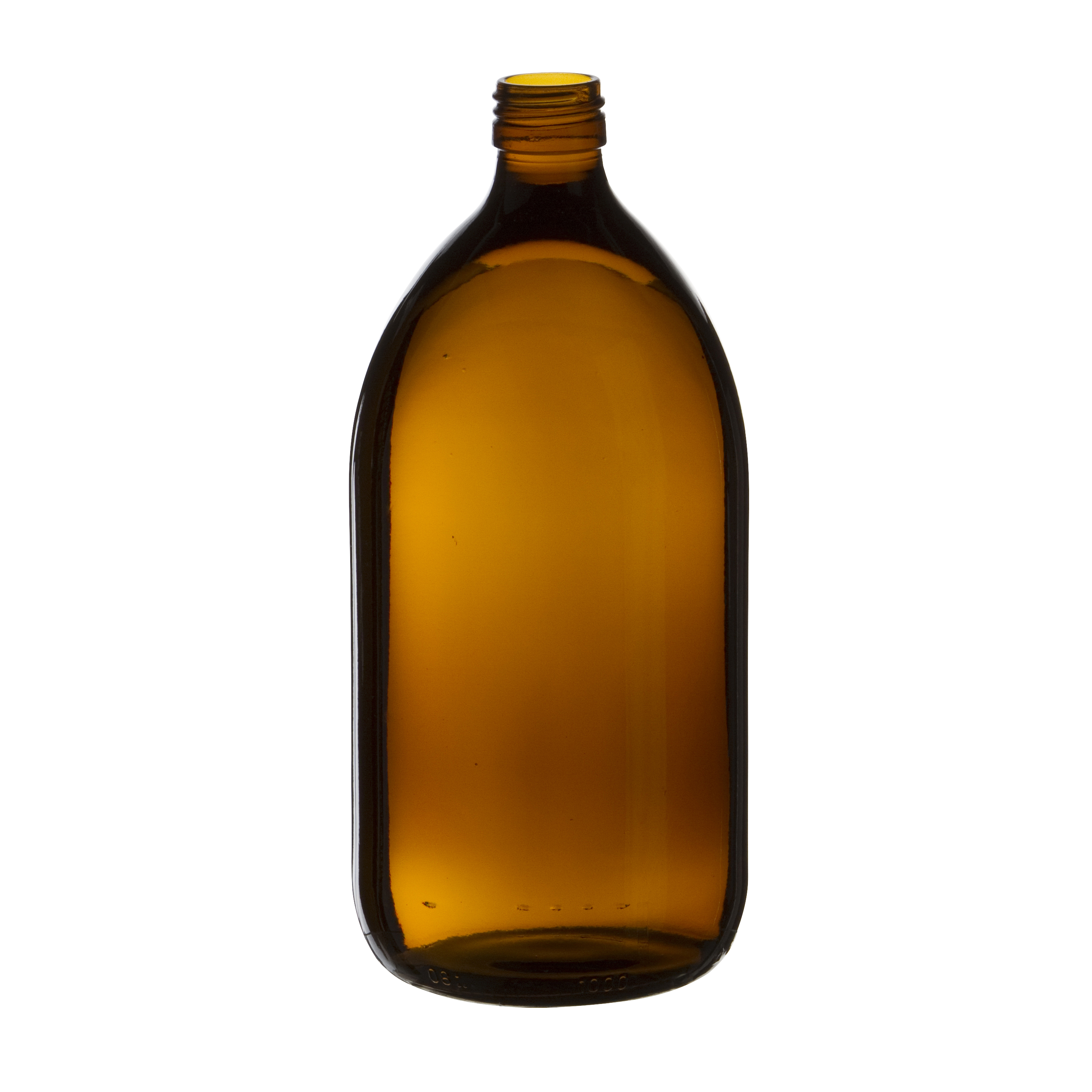 container in glass syrup bottle 1l pp 28 amber glass