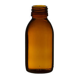 glass container syrup bottle 100ml pp 28 amber glass