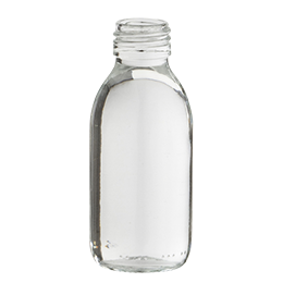 glass container syrup bottle 125ml pp 28 flint glass