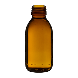 glass container syrup bottle 125ml pp 28 amber glass