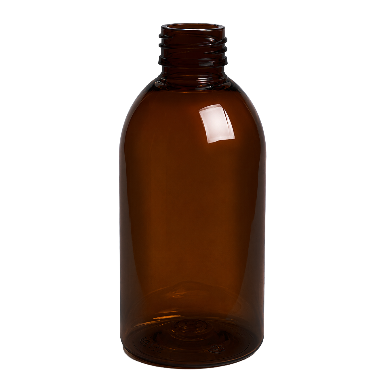closure recycled pet syrup bottle 200 ml pp 28 30% rpet brown