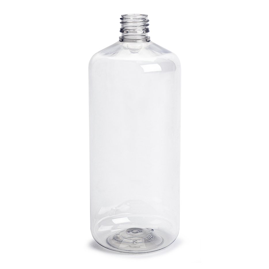 closure recycled pet syrup bottle1000 ml pp 28 30% rpet crystal