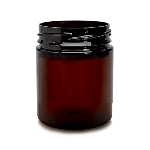 container in plastic lifejar pillbox  150 ml neck 63 amber petp