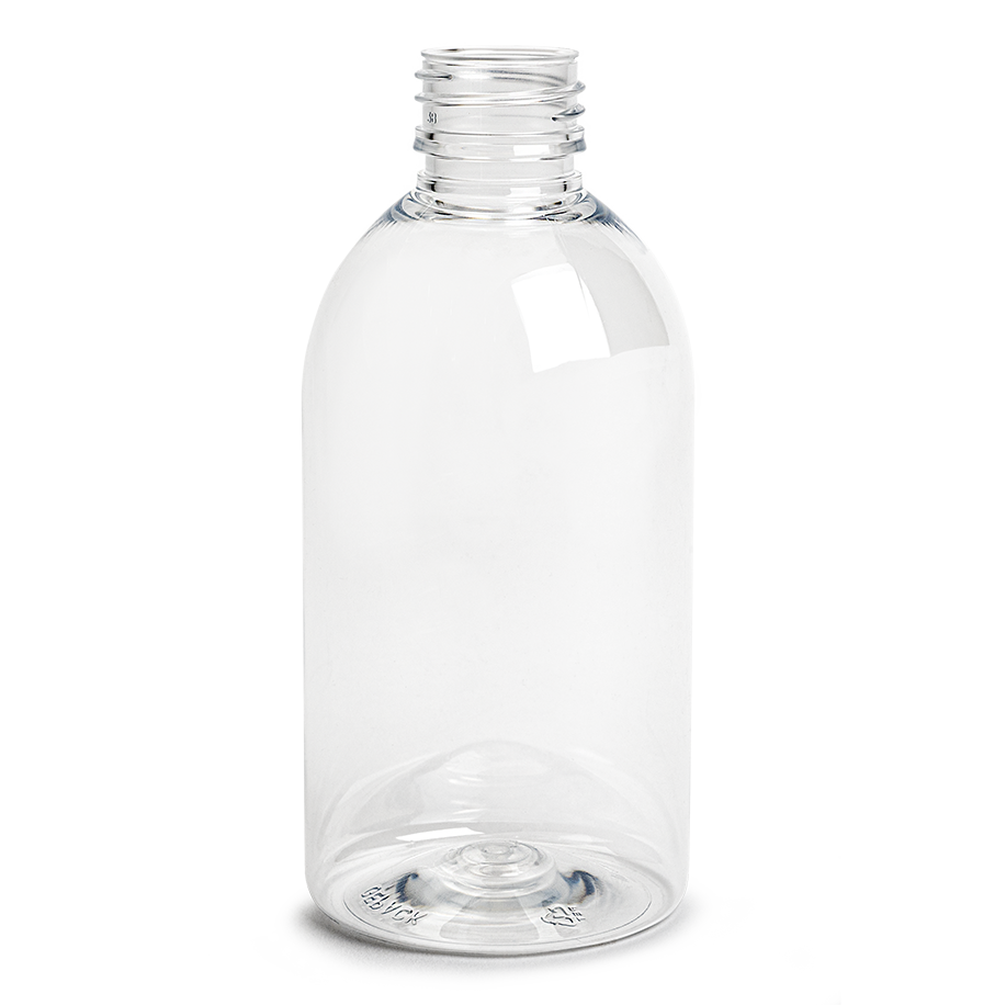 closure recycled pet syrup bottle 200 ml pp 28 30% rpet white