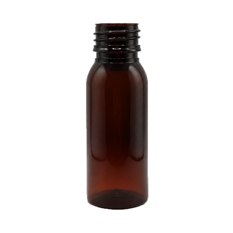closure recycled pet syrup bottle 60 ml pp 28 30% rpet brown