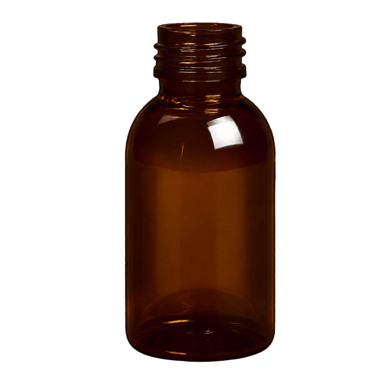 closure recycled pet syrup bottle 100 ml pp 28 30% rpet brown