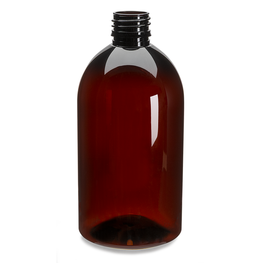 closure recycled pet syrup bottle 500 ml pp 28 30% rpet brown
