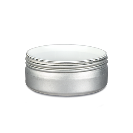 contenant en aluminium pot aluminium 200 ml avec cupule blanche en pp